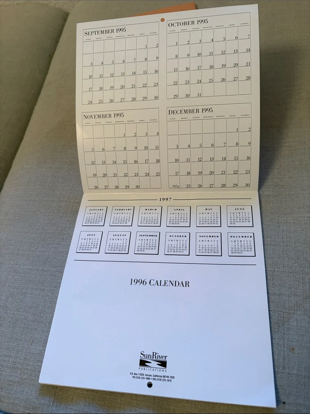 Vintage miniature 1995 pocket planner & 1996 Calendar Angels
